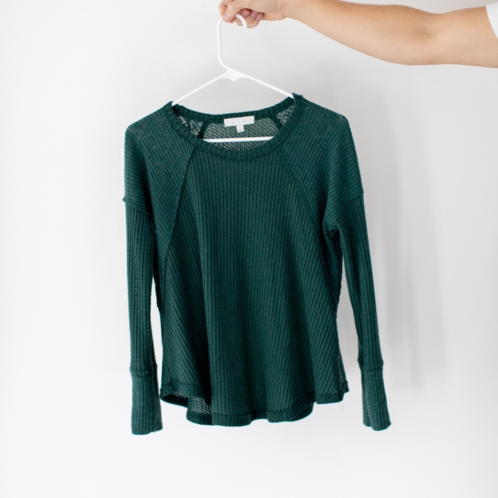 Anthropologie Green Crew Neck Sweater